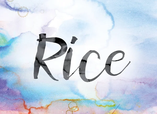 Rice färgglada akvarell och tusch Word Art — Stockfoto