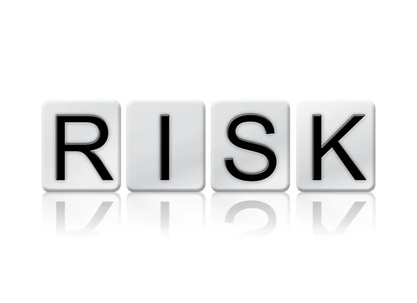 Kockázat elszigetelt csempézett betűk koncepció és a téma — Stock Fotó