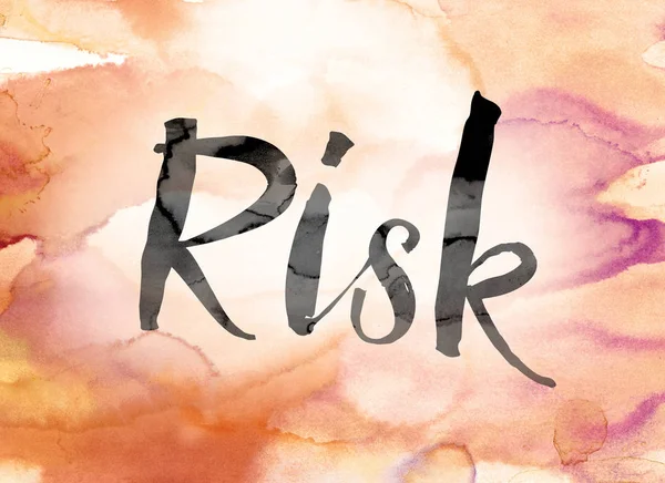 Kockázatkezelési színes akvarell, tinta Word Art — Stock Fotó
