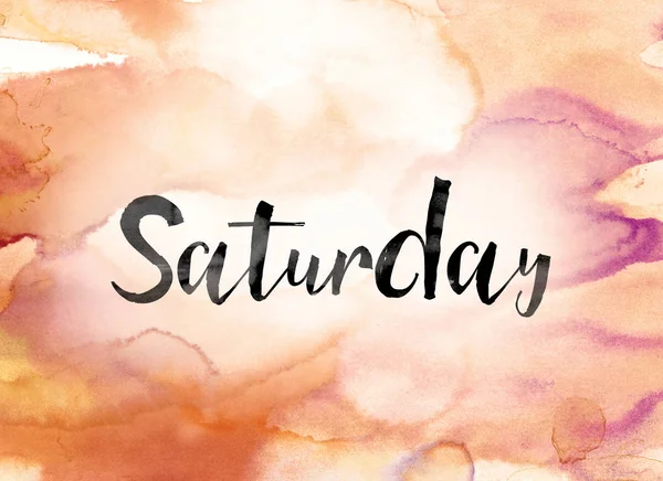 Saturday Colorful Watercolor and Ink Word Art — Stok Foto