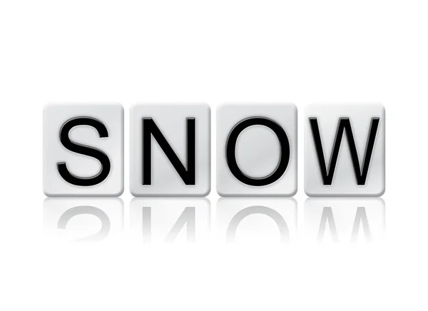 Śnieg na białym tle kafelkami litery pojęcia i tematu — Zdjęcie stockowe