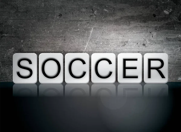 Soccer kafelkami litery pojęcia i tematu — Zdjęcie stockowe