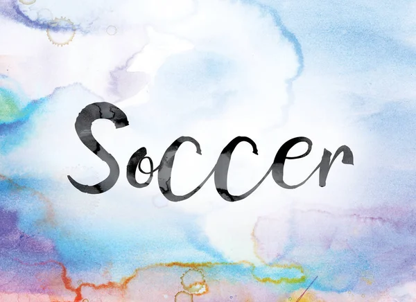 Futebol colorido aquarela e tinta palavra arte — Fotografia de Stock