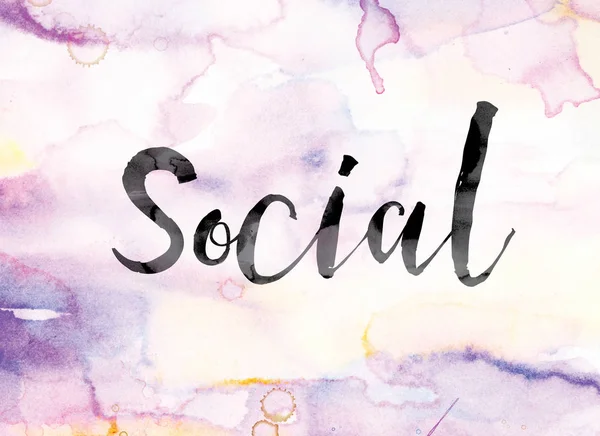 Aquarela e tinta coloridas sociais Word Art — Fotografia de Stock