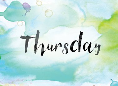 Thursday Colorful Watercolor and Ink Word Art clipart