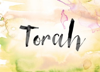 Word Art Tevrat renkli sulu boya ve mürekkep