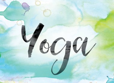 Word Art Yoga renkli sulu boya ve mürekkep