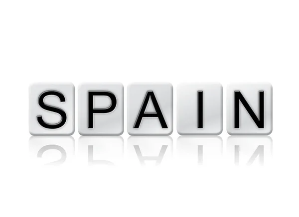 Hiszpania na białym tle kafelkami litery pojęcia i tematu — Zdjęcie stockowe