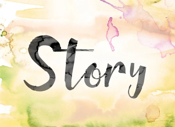 Story Colorful Watercolor and Ink Word Art — Stock Photo, Image