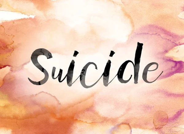 Suicídio aquarela colorida e tinta Word Art — Fotografia de Stock
