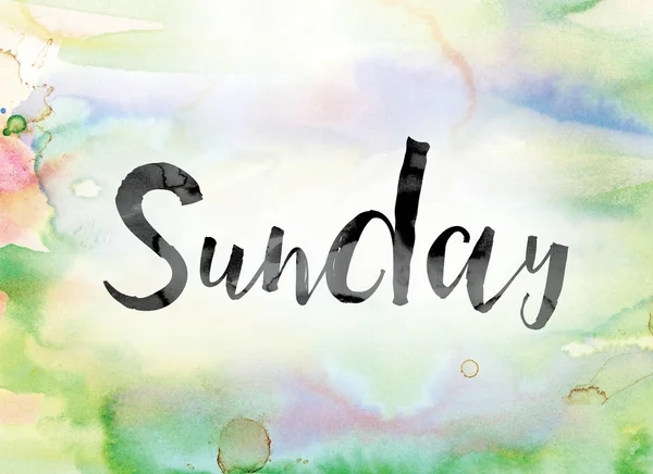 Sunday Colorful Watercolor and Ink Word Art — Stock Photo, Image