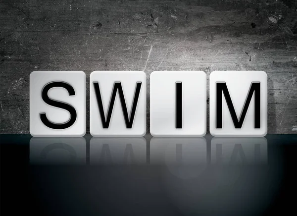 Nuotare Concetto di lettere piastrellate e tema — Foto Stock