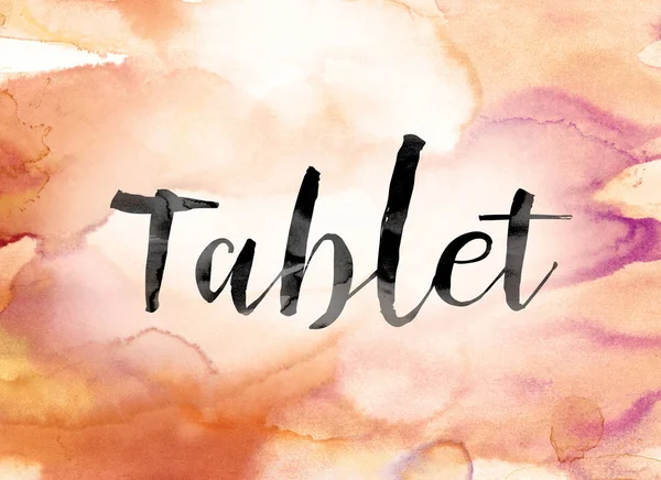 Tablette aquarelle colorée et encre Word Art — Photo