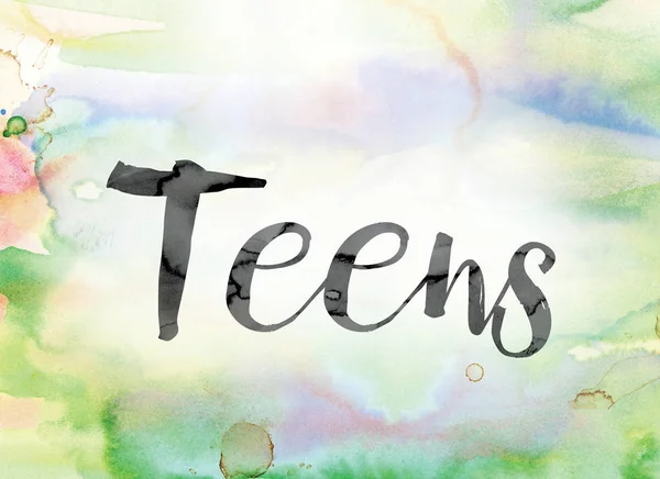 Teens färgstark akvarell och tusch Word Art — Stockfoto