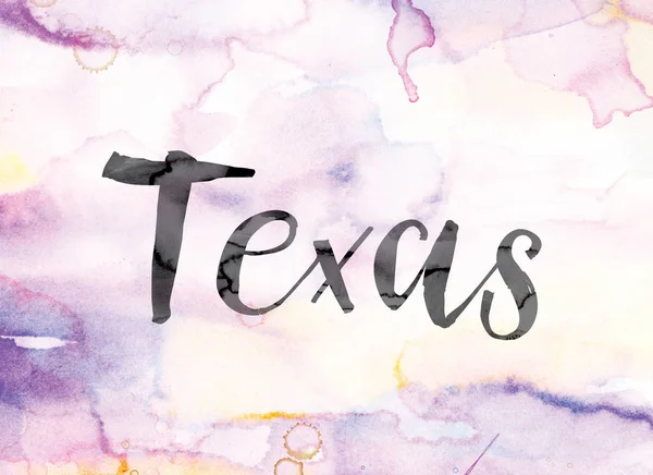 Texas färgstark akvarell och tusch Word Art — Stockfoto