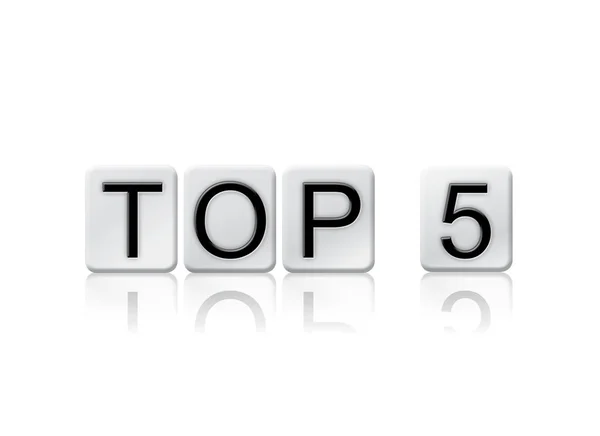 Top 5 kafelkami listów na białym tle koncepcji i tematu — Zdjęcie stockowe