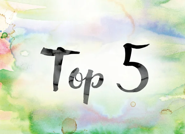 Top 5 Colorful Watercolor and Ink Word Art — Stock Photo, Image