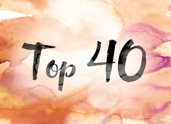 Word Art Top 40 renkli sulu boya ve mürekkep — Stok fotoğraf