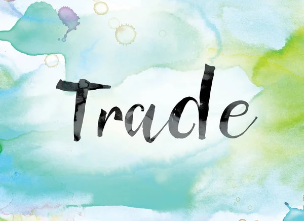 Trade Colorful Watercolor and Ink Word Art — Stock Photo, Image