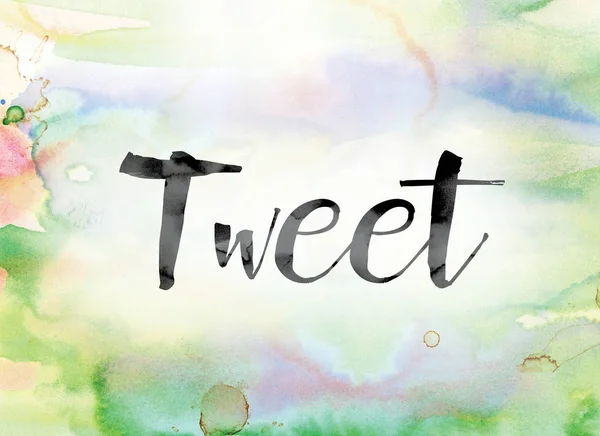 Tweet Aquarela colorida e tinta Word Art — Fotografia de Stock