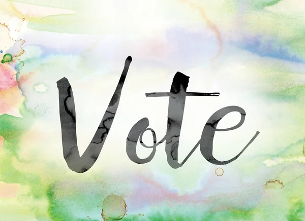 Vote aquarela colorida e tinta Word Art — Fotografia de Stock