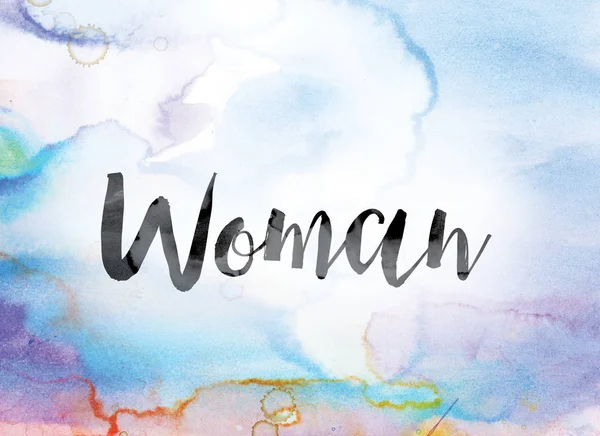 Žena barevný akvarel a tuš objektů WordArt — Stock fotografie