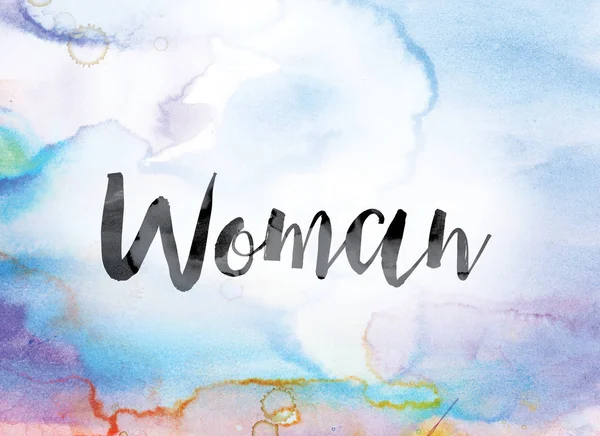 Woman Colorful Watercolor and Ink Word Art