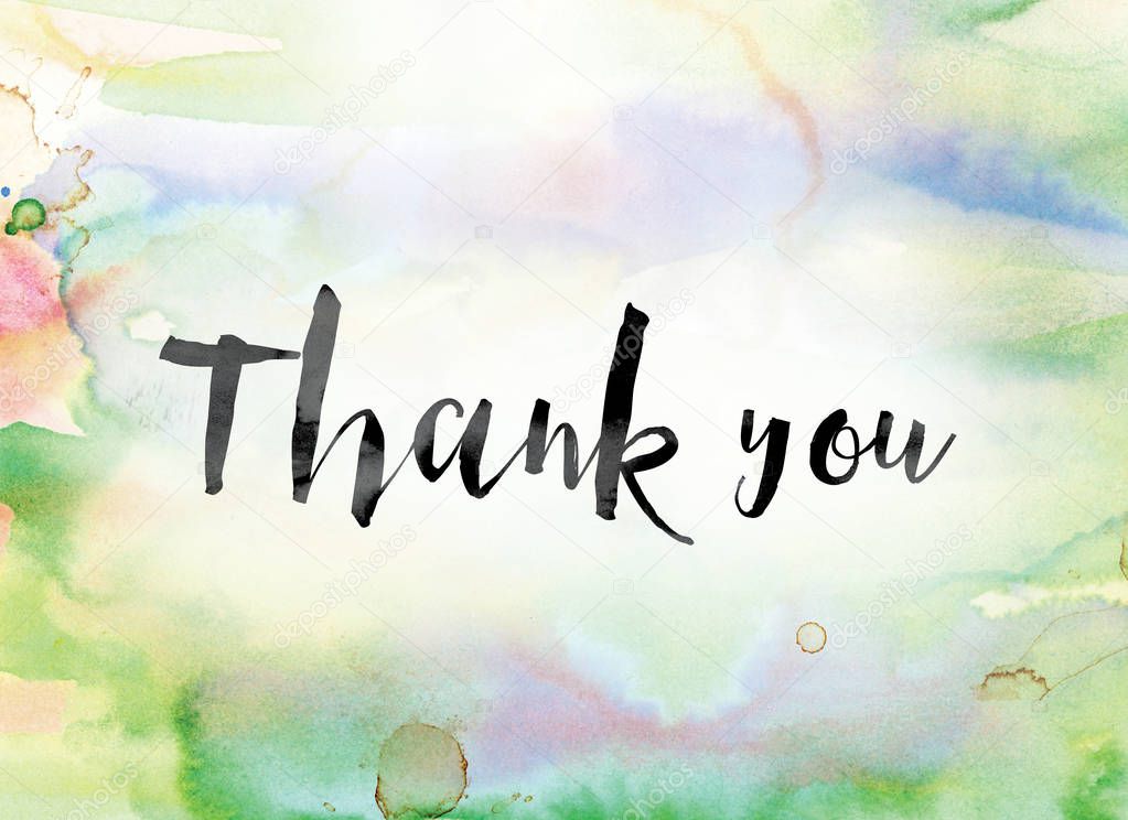 Thank you Colorful Watercolor and Ink Word Art