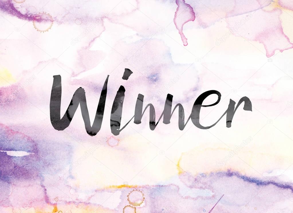 Winner Colorful Watercolor and Ink Word Art