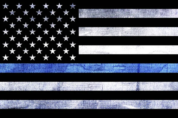 Police Support Flag Thin Blue Line — Stock Photo, Image