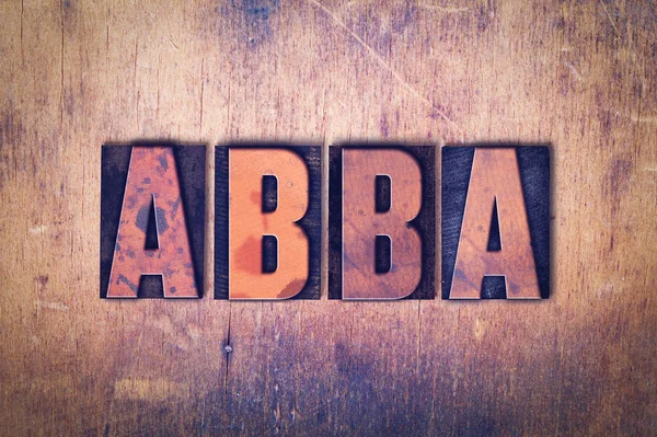 Abba Theme Letterpress Word on Wood Background — Stock Photo, Image