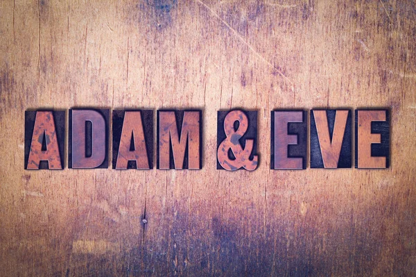 Adam et Eve Thème Letterpress Parole sur fond bois — Photo