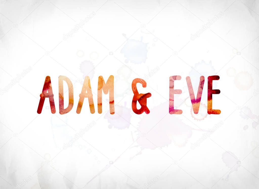 Adam and Eve Concept Painted Watercolor Word Art