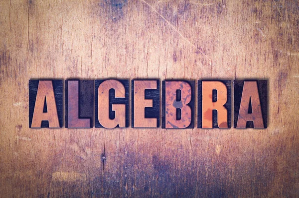 Algebra thema boekdruk Word op houten achtergrond — Stockfoto