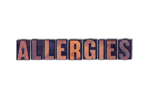 Allergien Konzept isoliert Buchdruck Wort — Stockfoto