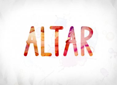 Sulu Boya Word Art boyalı sunak kavramı