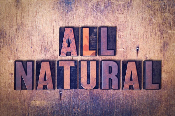 Tutto il tema naturale Letterpress Word su sfondo di legno — Foto Stock