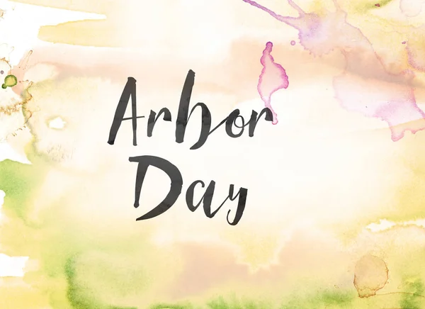 Arbor Day Concept Watercolor and Ink Painting — Stock Photo, Image