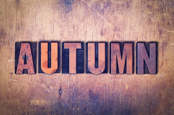 Automne Thème Letterpress Parole sur fond bois — Photo