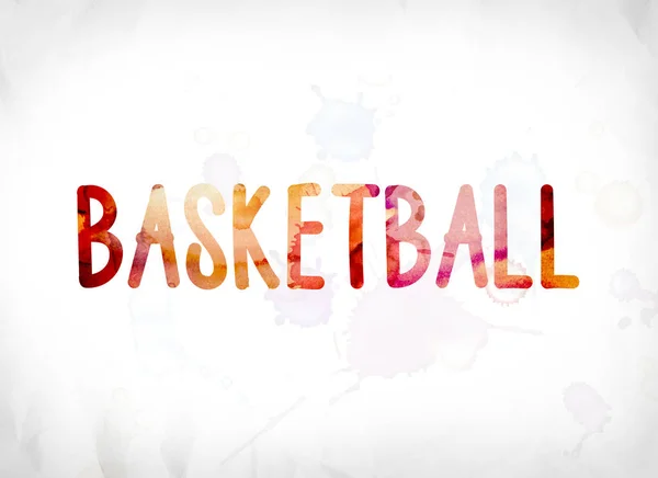 Sulu Boya Word Art boyalı basketbol kavramı — Stok fotoğraf