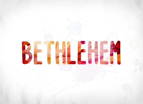 Sulu Boya Word Art boyalı Bethlehem kavramı — Stok fotoğraf