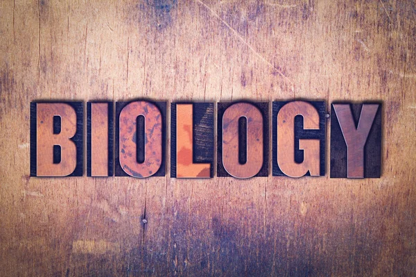 Biologie thema boekdruk Word op houten achtergrond — Stockfoto