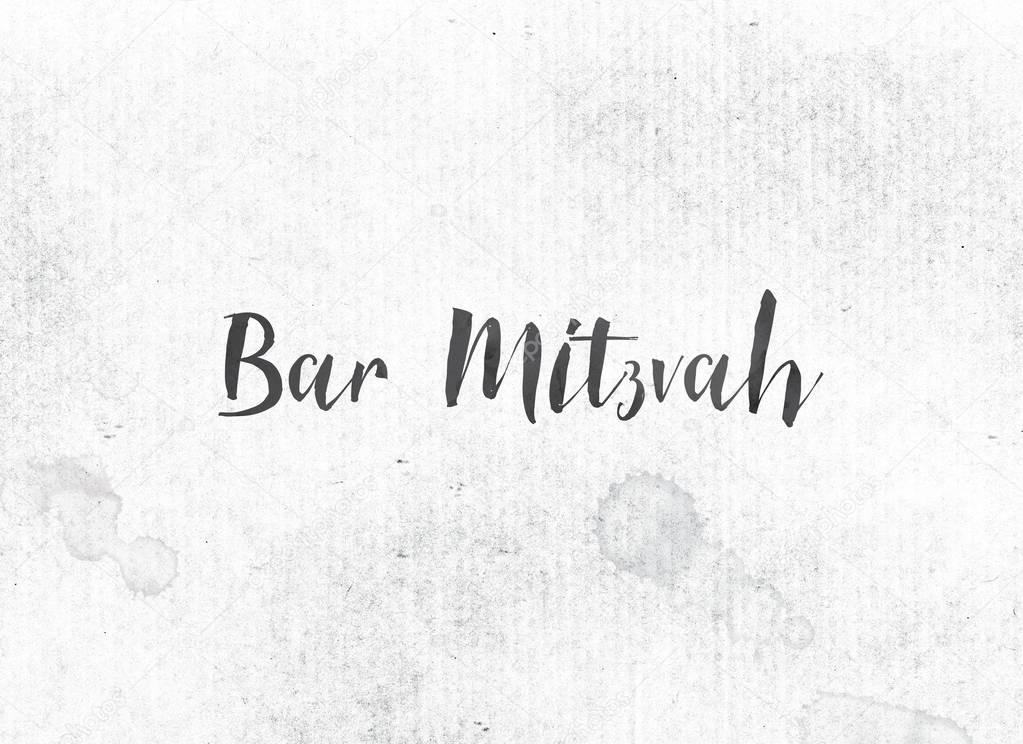 Bar Mitzvah Concept Painted Ink Word and Theme