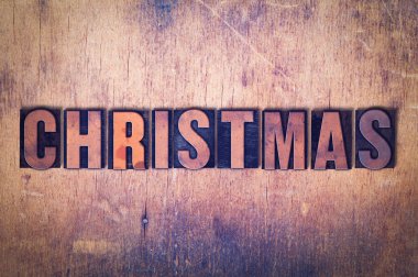 Noel Tema Letterpress Word ahşap arka plan üzerinde