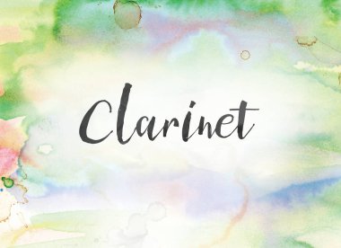 Klarnet kavramı suluboya ve mürekkep boyama