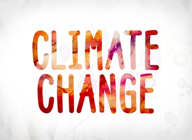 İklim değişikliği kavramı suluboya Word Art boyalı