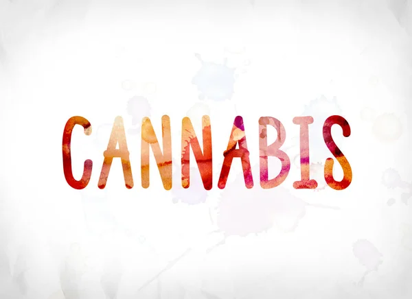 Conceito de Cannabis Pintado Watercolor Word Art — Fotografia de Stock