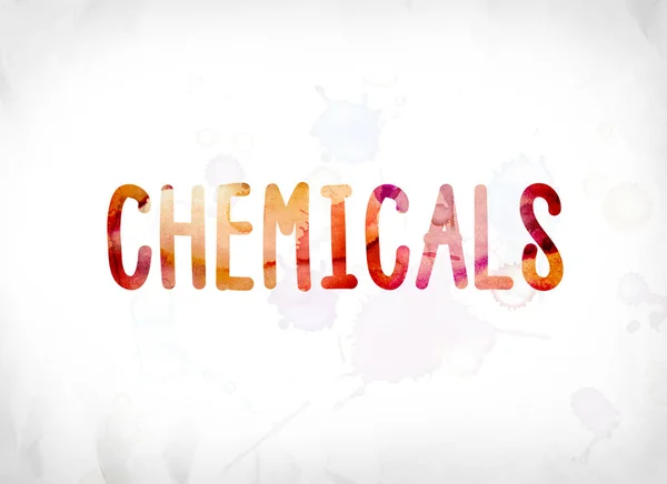 Concetto di sostanze chimiche dipinte ad acquerello Word Art — Foto Stock
