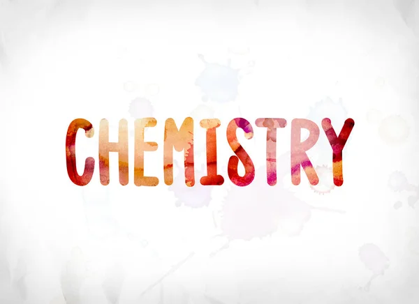 Chemie Concept geschilderd aquarel WordArt — Stockfoto