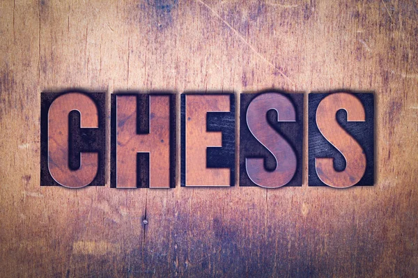 stock image Chess Theme Letterpress Word on Wood Background